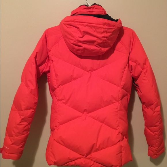 Red/Orange Columbia Down Jacket with Synthetic Fur Hood Trim - Picture 4 of 13
